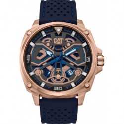 Tokyo' Men Watch, 44mm case, Black/Rose Gold face, Stainless Steel case, Silicone Strap, Black/Blue/