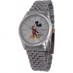 Disney MK8187 Men's Mickey Mouse Classic Silver Tone Day Date 3-Hand Analog Watch