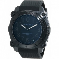 Watch Khaki Navy BeLOWZERO Swiss Automatic Watch Titanium 46mm Case, Black Dial, Black Rubber Strap