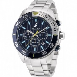 Men's NAPNOS304 One Recycled (85%) Stainless Steel Bracelet & Blue Silicone Strap Watch