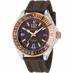 Men's NAPCWF302 Clearwater Beach Brown Silicone Strap Watch