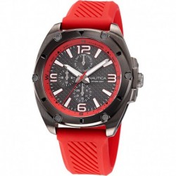 Men's NAPTCS223 Tin Can Bay Black/Black & Red/Red Silicone Strap Watch