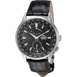 Men's 'Adventurer' Japanese Automatic Stainless Steel and Leather Dress Watch, Color:Black (Model: F