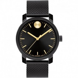 Bold Access Watch for Men – Black Stainless-Steel Case with Gold Accents on a Mesh Strap – Swiss Qua