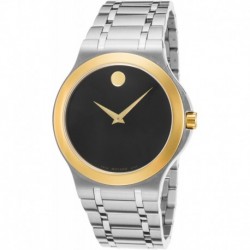 0606960 Men's Stainless Steel Black Dial Gold-Tone Bezel Watch