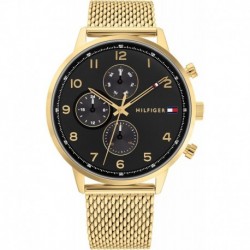 Men's Multifunction Stainless Steel and Mesh Bracelet Watch, Color: Black (Model: 1791989)