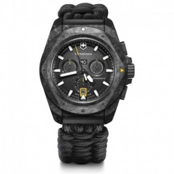 I.N.O.X. Chrono 43mm Mens Watch - Black Carbon Case, Black Carbon Bezel, and Black Paracord Strap