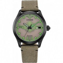 Eco-Drive Men's Star Wars Yoda "Judge me by my size, do you?" Black IP Watch, Cordura Strap, Luminou