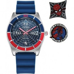 Eco-Drive Men's Marvel Limited Edition 60th Anniversary Spider Man Watch and Pin Gift Set, Stainless