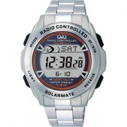 SOLARMATE watch CITIZEN Q & Q Chronograph Solar Digital Radio (Solar Mate) Silver MHS7-200 Men's 10