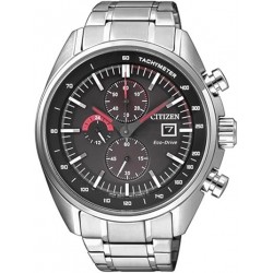 CA0590-58E Eco-Drive Black Chronograph Dial Silver Stainless Steel Bracelet Men's Watch