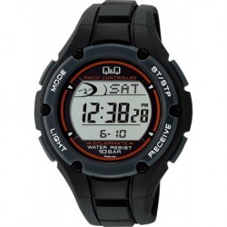 Q&Q MHS6-300 Men's Digital Wristwatch, Radio, Solar, Waterproof, Date, Urethane Strap, Black, Black,