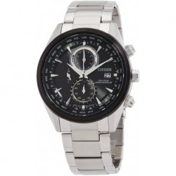 Radio-Controlled Perpetual Black Dial Men's Watch AT8266-89E