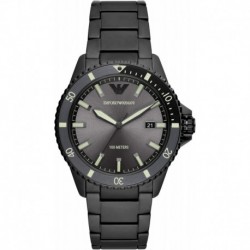 Men's Three-Hand Date Black Stainless Steel Watch (Model: AR11398)