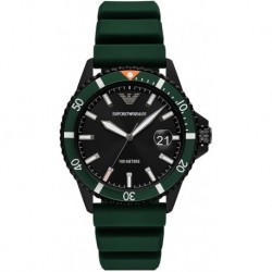 Three-Hand Date Green Silicone Watch (Model: AR11464)