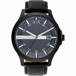 Men's Three-Hand Date Black Leather Band Watch (Model: AX2411)