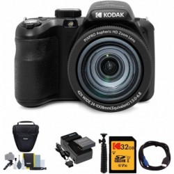 KODAK PIXPRO AZ425 Astro Zoom 20MP Digital Camera (Black) Bundle with 32GB SD Card, Holster Case and