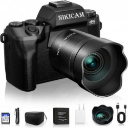 Digital Camera, 4k Cameras for Photography, 64MP WiFi Vlogging Camera for YouTube with Dual Camera,