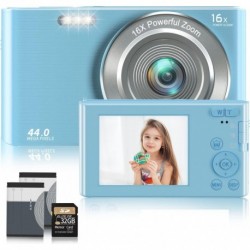 Digital Camera,Kids Camera with 32GB Card 2.7K 44MP Point and Shoot Camera with 16X Digital Zoom 2.4