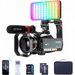 ORDRO 4K Video Camera Camcorder AC5 Plus Vlog Camera with 12X Optical Zoom &120X Intelligent Zoom Vl