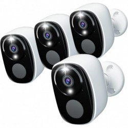 4Pack Security Cameras Wireless Outdoor, 2K Battery Powered WiFi Security Indoor Camera with Spotlig