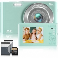 Digital Camera,Kids Camera with 32GB Card 2.7K 44MP Point and Shoot Camera with 16X Digital Zoom 2.4