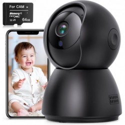 2.5K HD Indoor Camera with SD Card, 2.4/5GHz WiFi Camera, Pan/Tilt Pet Camera Motion Detection, Two-