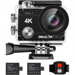 Dragon Touch 4K Action Camera 20MP Vision 3 Underwater Waterproof Camera 170° Wide Angle WiFi Sports