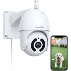 wansview Security Camera Outdoor, 1080P Pan-Tilt 360° Surveillance Waterproof WiFi Camera, Night Vis