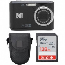 Kodak PIXPRO FZ45 Digital Camera (Black), Point & Shoot Camera Case, Sandisk 128GB SDXC Memory Card…