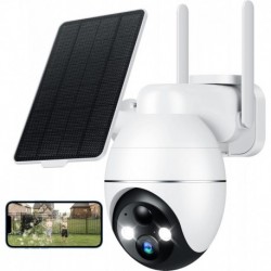 Solar Security Cameras Wireless Outdoor, 2K PTZ Solar Cameras for Home Security, 2.4G Wi-Fi Outdoor