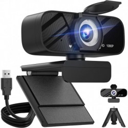 Full HD 1080P Video Webcam and Wide Angle Camera with Built-in Microphone and Rotatable Tripod,for L