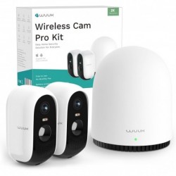 WUUK 2K Security Camera Wireless Outdoor System, 2-Cams Kit, Homebase Support Up to 8 Cams, Home Cam