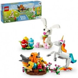 66783 Colorful Animals Play Pack, 5 in 1 Box: Easter Bunny, Unicorn Toy, Seahorse Toy, Peacock Toy,