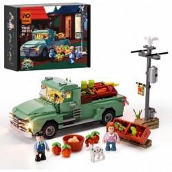 Retro Farm Truck LED Light Building Model Set - 499 Pcs Construction Bricks for Adults and Teens