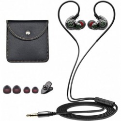 Dual Driver Wired Headphones in Ear with Mic, 3.5mm Sports Earphones Over Ear with 1.2m Cord Rich Ba