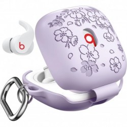 Beats Fit Pro 2 Case Cover Women,Cute Flower Engraved Beats Pro Earbuds Headphones Case for Apple Be