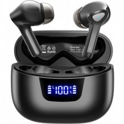 Wireless Earbuds Bluetooth V5.3 Headphones 50H Playback Deep Bass Stereo Ear Buds with LED Power Dis