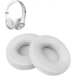 Replacement Earpad Sponge Cushions Protein Leather Memory Foam for Beats Solo2 & Solo3 Wireless (Whi