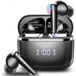 Wireless Earbuds, Bluetooth 5.3 Headphones Stereo Bass with Noise Cancelling Mic, 48Hrs Playtime in