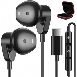 USB C Headphones for Samsung S23 S24 Ultra,HiFi Stereo Wired Type C Earbuds USB-C Earphones with Mic