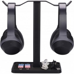 [Super Stable] Neetto Dual Headphones Stand for Desk, Aluminum Alloy & Metal Gaming Headsets Holder