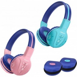 2 Pack of SIMOLIO Wireless Bluetooth Kids Headphone with Hard Case,Wireless Kids Safe Headphone Volu