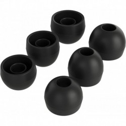 Replacement Earbud Tips [3 Pairs] Rubber Gel Ear Tips for in-Ear Headphones, Earbuds, Black