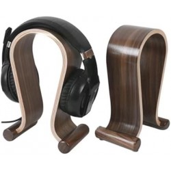 Headphone Stand Wood, Headset Stand for Desk, Walnut Gaming Headphone Holder Compatible for Sennheis