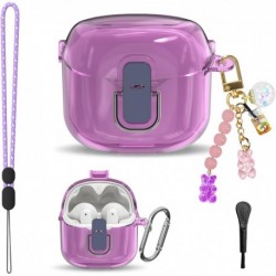 [4in1 Set] QINZAC for JBL Tune Flex Case with Lock, TPU Clear Case for Beats Fit Pro Locking Case Sh