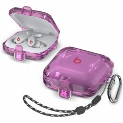 [with Safety Lock] for Beats Fit Pro Case Cover, Shock-Absorbing Protective Hard PC Shell Clear Case