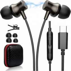 USB C Headphone Wired Earbuds for iPhone 15 Pro Max Samsung S24 A53 A54 Galaxy Z Flip S23 FE S22 S21