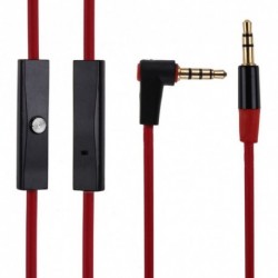 AUX Male to Male Audio Cable with Microphone 3.5mm Jack Gold Plated Cord 90 Degree L Shape for Beats