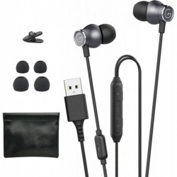 USB Earbuds with Microphone for PC Laptop, Wired USB Computer in-Ear Headphone 2M/6.6FT Wired Earpho